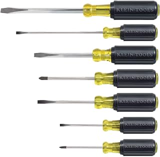 Klein Tools 85076 7-Piece Screwdriver Set - USA-Made Slotted & Phillips with Cushion-Grip Handles & Tip-Ident