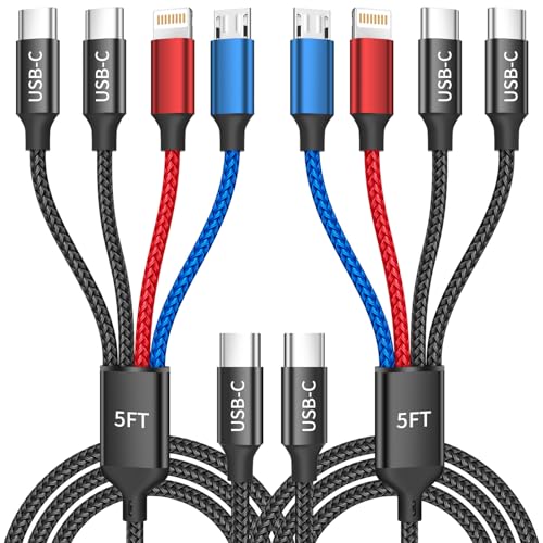 Image of USB C 4 in 1 Charging Cable, Charging Cords for Multiple Devices, 2Pack 5FT | Multi Charging Cable with Dual Type-C /IP /Micro, USB C Cable for iPhone17-8, Android, Tablet, Pad, Multiple Phone Charger Cord