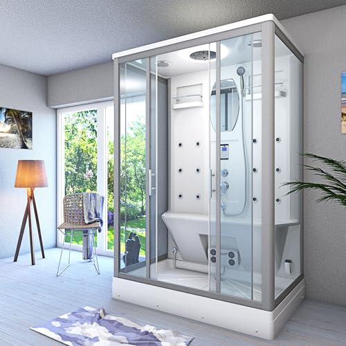 AcquaVapore Dampfdusche Sauna Dusche Duschkabine D27-EH-EA 140x90 cm OHNE 2K Scheiben Versiegelung