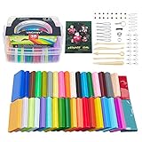 🌈🌈 36 colores: 36 bloques de arcilla horneable de colores brillantes, herramientas de modelado de 5 piezas, muchos accesorios de arcilla, una idea para principiantes para crear pequeños adornos y propiciar el desarrollo intelectual de los niños.