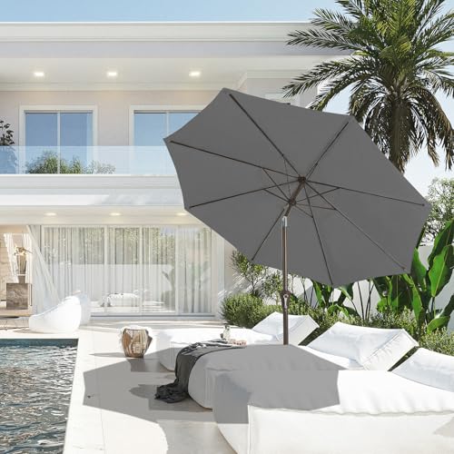 Image of JEAREY 10FT Outdoor Patio Umbrella, Market Umbrella, Gray