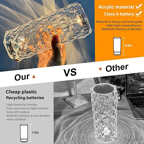 Image of Crystal Diamond Night Light -16 Color RGB Changing LED Lights USB Remote and Touch Control Desk Lamp for Bedroom Living Room Decor Christmas