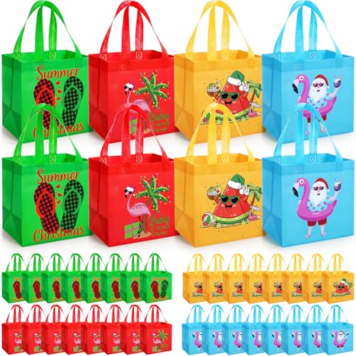 Hillban 60 Pcs Luau Party Favor Bags, Tropical Summer Christmas Totes