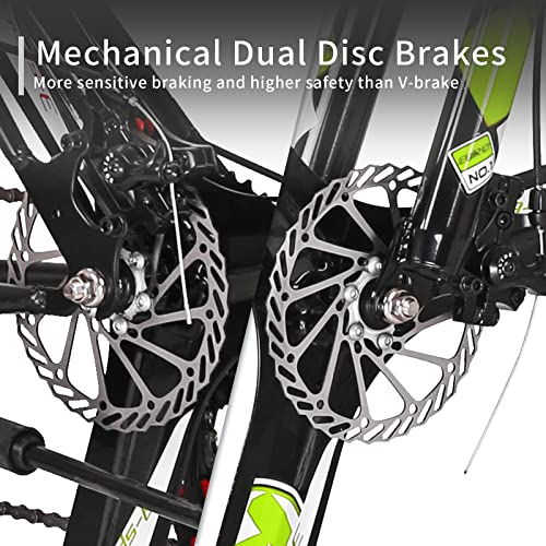 Eurobike Mountain Bike,27.5 Wheels Mountain Bike Daul Disc Brakes 21 Speed Mens Bicycle Front Suspension Mtb (Yellow Mag Wheels)… #TOP1