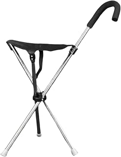 Bastón con asiento, ajustable, ligero, antideslizante, asiento de bastón portátil, para viajes, senderismo, sentarse al aire libre, parque urbano