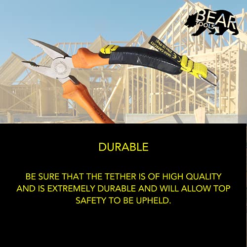 Image of BearTOOLS Yellow Flat D-Ring Tool Tail Tethers, 2-In-1 Application, Max Load 0.9KG, 12CM x 12MM (6, Yellow)