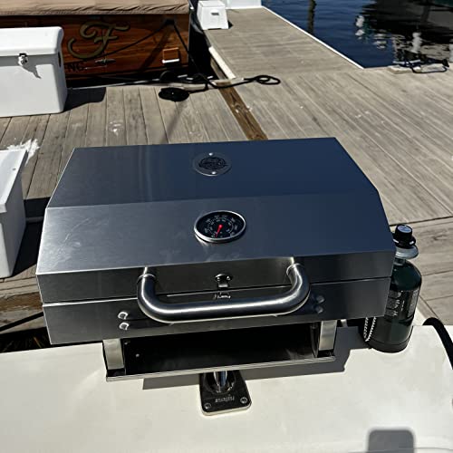 Boat Grill With Mount - Portable Propane Gas Bbq - Grills Secure Into Rod Holder | Adjustable Legs For Table Top Use | Stainless Steel Marine Stove -Great Outdoor Barbecue #TOP6