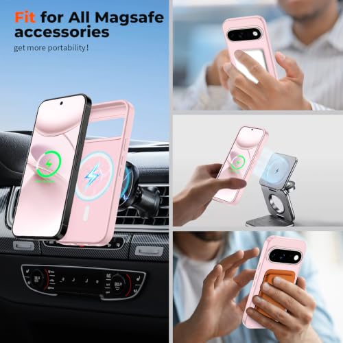 Image of SUPFINE Magnetic for Google Pixel 11 Pro XL Case - Pink | With Screen Protector,Translucent Matte,Built-in Magnets,Military Grade Drop Protection,Shockproof Phone Cover