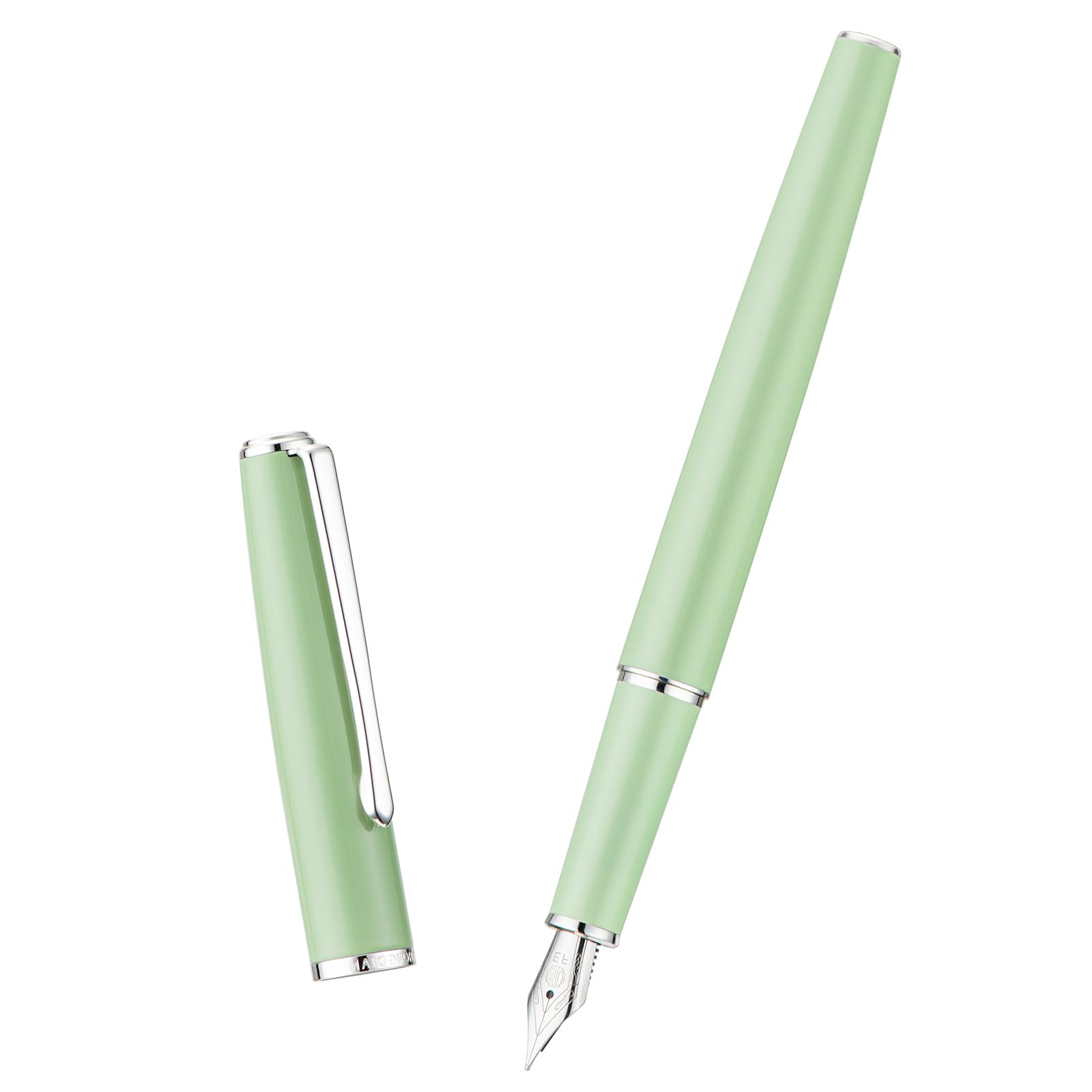 Hongdian 920S Fountain Pen Grass Green Meta Pen, Steel Fine Point Classic Pen with Ink Converter
