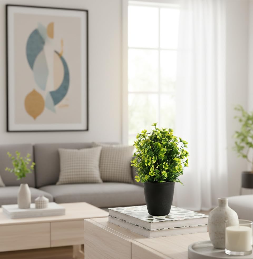 Image of Foliyaj Artificial Plant in Black Pot and Yellow Daisy Flowers for Interior Decor | Faux Plant for Desks, Shelves and Side Tables for Your Home and Office | Fake Plants for Indoor Decoration