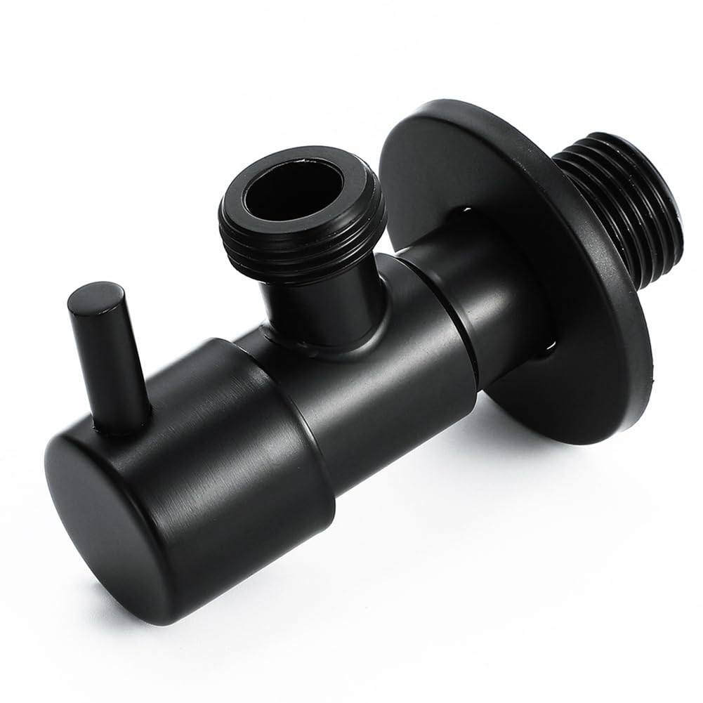 2X VáLvula de ángulo Negro VáLvula de Parada de Agua de Acero Inoxidable 304 Accesorios