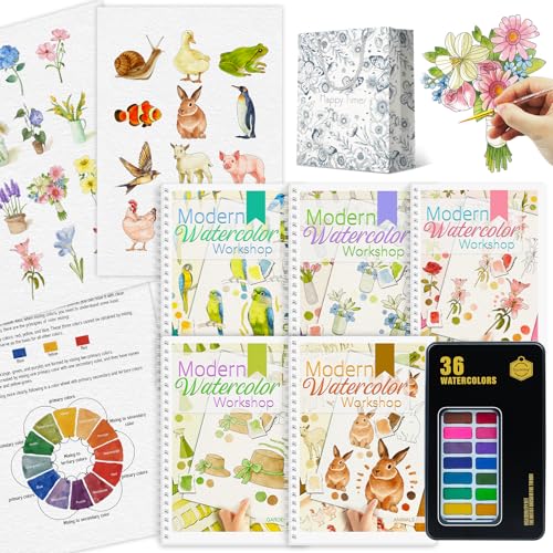 Kit de peinture aquarelle pour débutant complet avec papier aquarelle absorbant et 36 couleurs