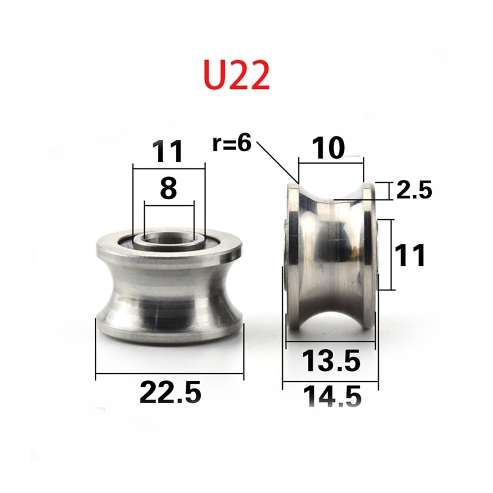 Abgedichtete Lager, 5 Stück/Los CNC TU22 8 mm V/U-Rillenscheibenlager T22 * 22, 14, 13, V-Rillenrollenrad Kugellager TU-22 (T22) | U22