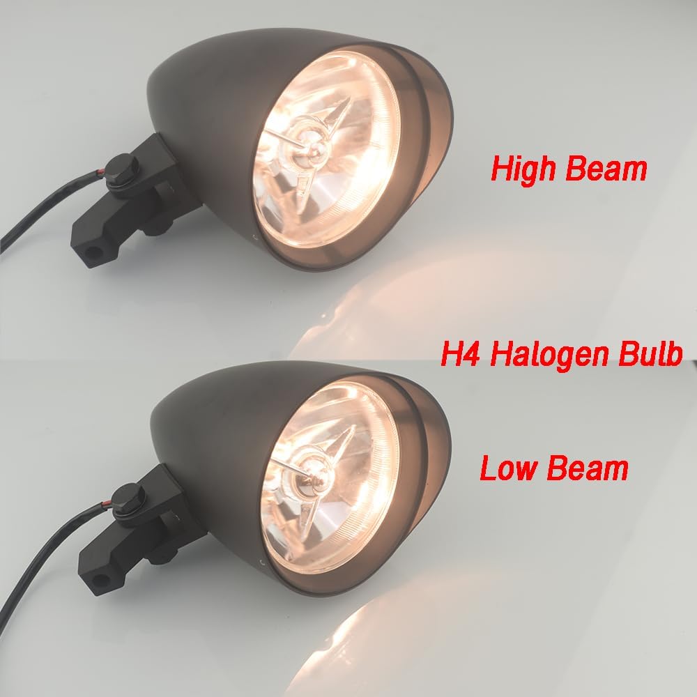 4.5" 4 1/2 Bullet Front headlight Motorcycle Gloss Black H4 HalogenVisor Top 10mm Tri Bar For Harley Sportster Dyna Softail Bobber Chopper Custom