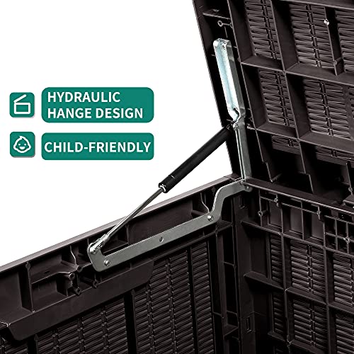 Yitahome 100 Gallon Large Resin Deck Box Outdoor Storage With Cushion For Patio Furniture,Outdoor Cushions,Garden And Pool Supplies-Waterproof,Lockable (Brown) #TOP7