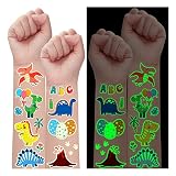 Partywind 350 Styles Glow Dinosaur Party Favors for Kids, 30 Sheets Luminous Dinosaur Temporary Tatt