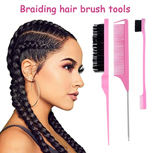 Juome 1011Pcs Hair Styling Tools, 2Pcs Rubber Band Cutter for Hair, 2Pcs Topsy Tail Hair Tool, 1000pcs Black Rubber Bands for Hair, 7Pcs Hair Braiding Tools Accessories for Kids Girls Women - Thumbnail 7