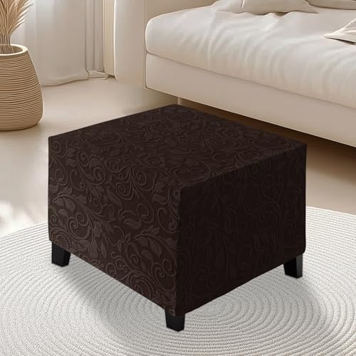 Housse de pouf carrée en velours jacquard au design élégant et extensible - 8