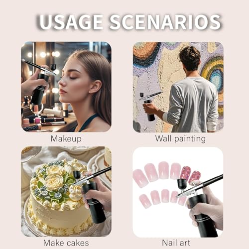 Kit de aerógrafo com compressor de ar, kit de aerógrafo sem fio de alta pressão, oferecendo 3 config