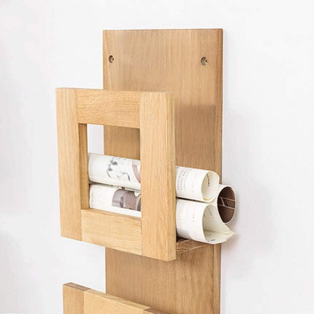 Wood Convenient Assembly Oak Wood Wall Hanging Storage Rack Album Information Fra Wall Magazine Rack Magazine Newspaper Rack Decoration