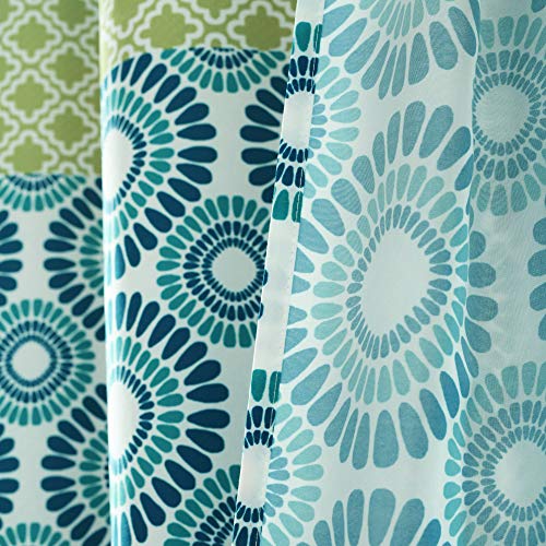 Image of Lush Decor Bohemian Stripe Shower Curtain 72 inch W x 72 inch L Blue & Green - Bathroom Curtain - Striped Shower Curtain - Boho Decor - Fabric Shower Curtains