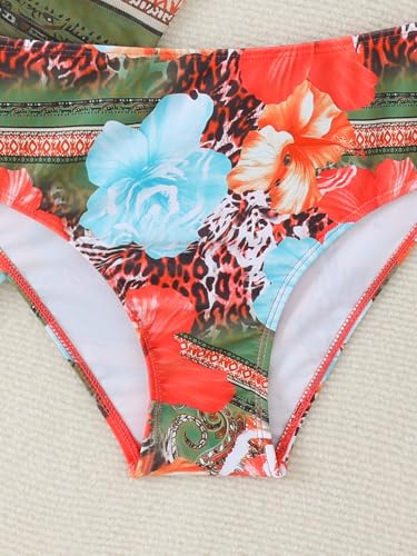 Image of SEGT Girl's 3 Piece Striped Bikini Swimwear Cute Swimsuits Bathing Suit High Waisted with Cover Up Beach Skirt