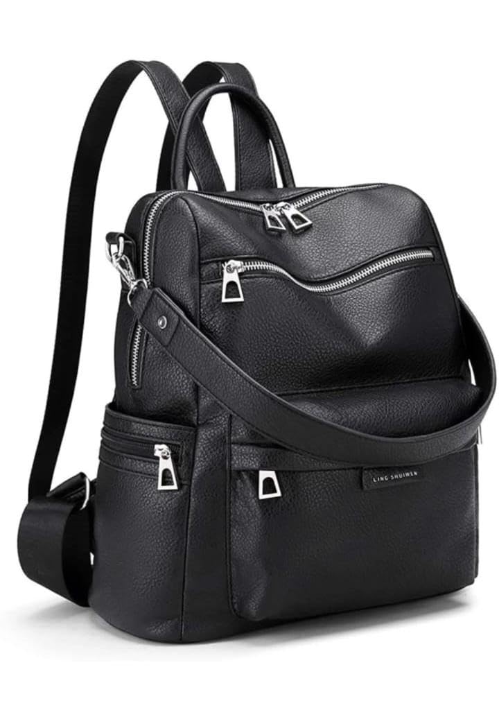 Backpack Purse for Women Satchel Handbags Large Capacity Travel Vintage PU Leather Shoulder Bag For Office and College-image-10