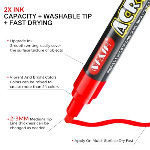 Image of SFAIH Acrylic Creative Markers, 3mm Replaceable Nibs 8 Count Pens