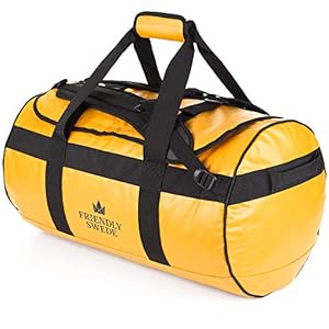 The Friendly Swede Sandhamn waterdichte reistas, plunjezak, rugzak, sporttas, duffel dry bag met rugzakfunctie, 30L / 60L / 90L, geel