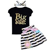 Baby Girls Family Matching Clothing Set Little Big Sister Romper Shirt Tops+Gold Heart Long Pants...