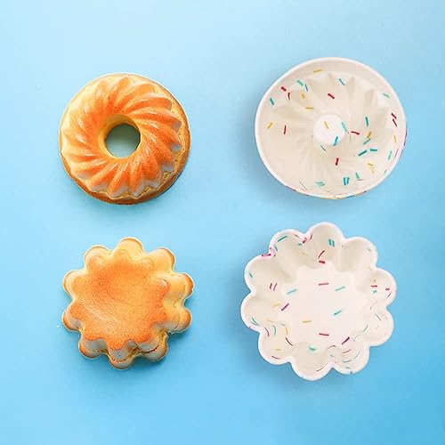 Miniatura 7 de Antetek A-XINTONG - Paquete de 4 moldes de silicona para tartas, molde para tartas de pan, molde redondo estriado para hornear, 4 formas, molde