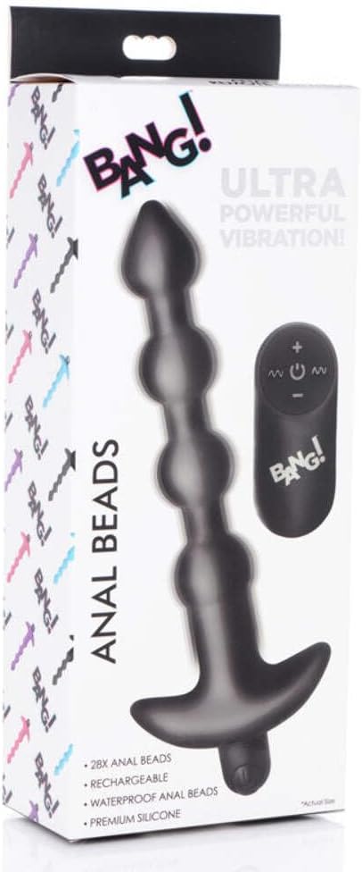 Bang Remote Control Vibrating Silicone Anal Beads - Black