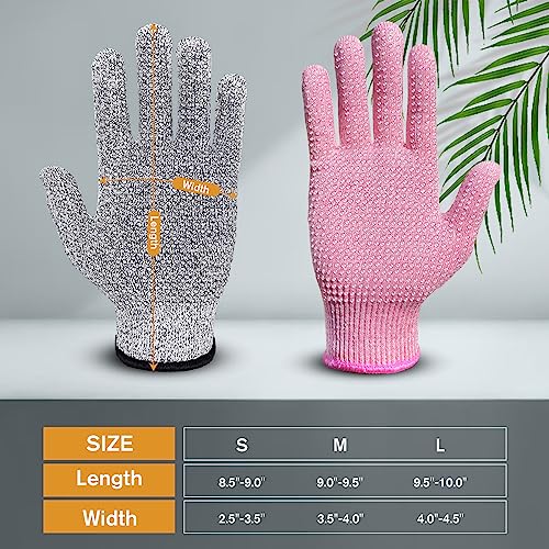 Evridwear 2 Colors 2 Pairs Combo Level 5 Cut Resistant Gloves With Strong Silicone Grip Dots Kitchen Meat Cutting Fish Fillet Shucking And Mandolin Slicing Free E-Book (S, Pink+Gray) #TOP5