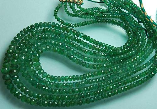 World Wide GemsBeads Gemstone 5 Strands Lot, Super Finest Natural Emerald Faceted Rondelles, Bigger Size 8-3mm Code-HIGH-52364