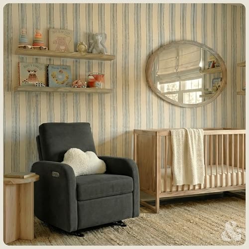 Image of Nurture& The Porto Power Glider Recliner for Nursery | Modern Glider Chair with Power Recline | Built - in USB Charging Port | Space-Saving Design for Small Nurseries and Shared Spaces, Charcoal