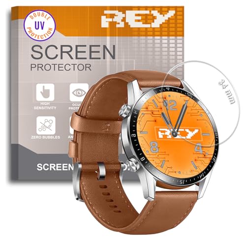 REY Protector de Pantalla para Universal 34mm, Cristal con Doble Protección UV, Vidrio Templado Premium 9H+