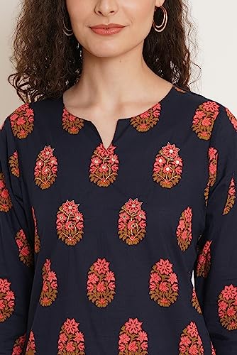 Image of Amazon Brand - Anarva Jaipuri Cotton Printed Short Kurti for Women