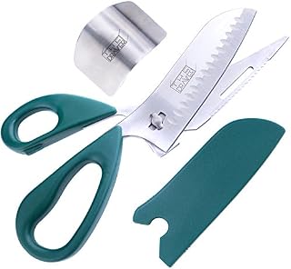 Heavy Duty Multipurpose Kitchen Shears - BONUS Blade & Finger Protectors - Premium