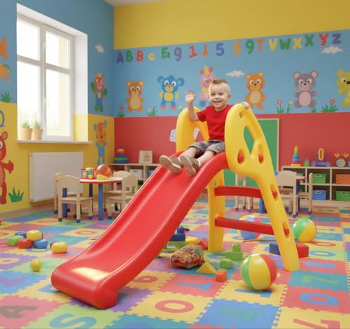 Image of Baby Slides for Kids,Perfect Outdoor Garden Sliding with Climbing & Anti Slip Steps,Baby Play Area Indoor Setup for Babies,Freestanding Slider for Kids 2 to 5 Years(Giraffe),Multicolor