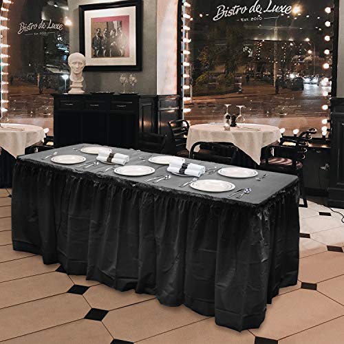 Party Essentials Plastic Table Skirt, 2-Count, 29" W x 8' (96") L, Black by Party Essentials - Used condition - Image 3
