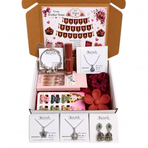 Image of Raksha Bandhan Gift Hamper for Sister with Name, 10 Items