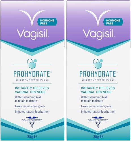 Image of VAGISIL ProHydrate External Hydrating Gel, Intantly Relieves Vaginal Dryness Daily with Hyaluronic Acid to Hydrate and Retain Moisture, Hormone Free, 30 g (Pack of 2)