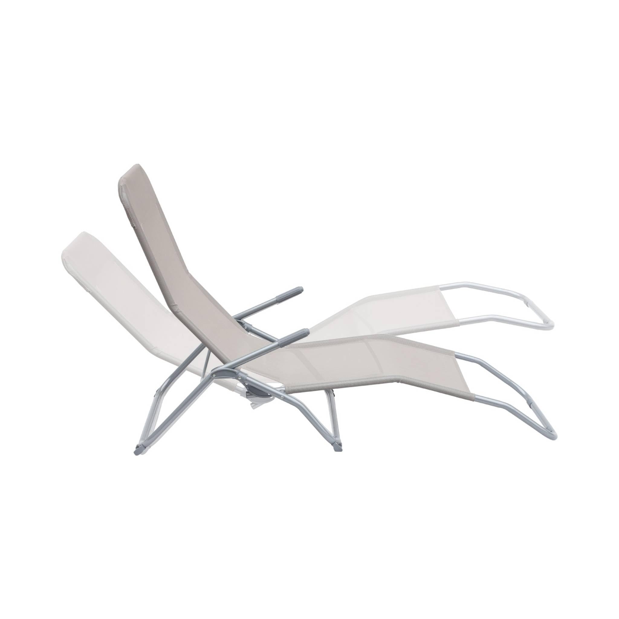 Set 2 sdraio in textilene multiposizione Grigio bruno - 60x165x70 cm