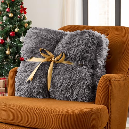 Image of yescool Weighted Blanket for Adults (20 lbs, 80 inch x 87 inch, Smoke Gray) Heavy Blanket for Sleeping Perfect for 190-210 lbs, Queen Size Faux Fur Blanket with Premium Glass Bead, Machine Washable