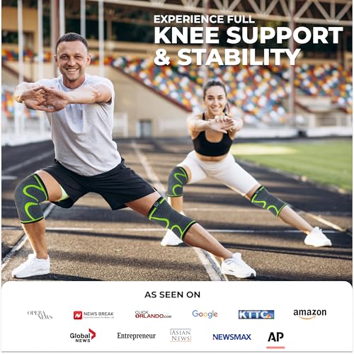 Image of MODVEL 2 Pack Knee Brace | Knee Compression Sleeve for Men & Women | Knee Support for Running | Medical Grade Knee Pads for Meniscus Tear, ACL, Arthritis, Joint Pain Relief.