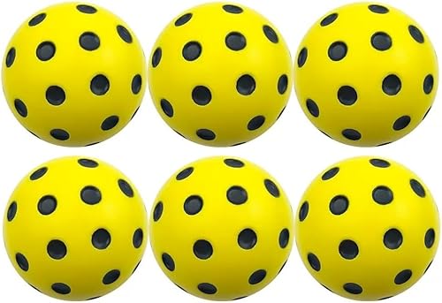 Pelotas silenciosas de pickleball para interiores y exteriores, bolas de espuma silenciosas, paquete de 6 con una bolsa de malla