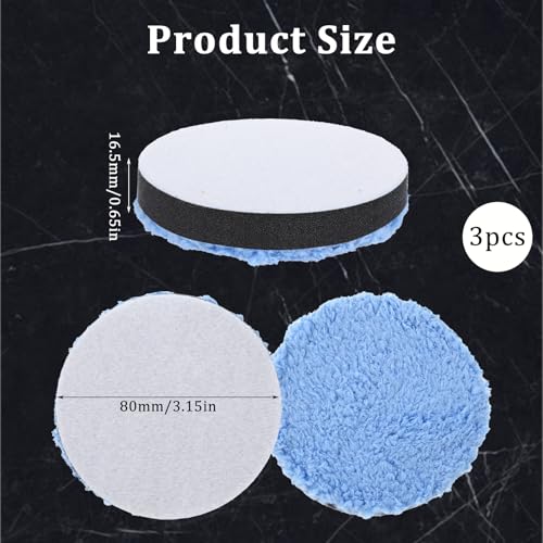 Image of 3 Pcs Polishing Pads, Buffing Pads, Microfiber Polishing pad for Car Compounding,3 Polished Pad for Scratch Removal, Waxing and Buffing (3.15 Inch / 80 MM, Blue)