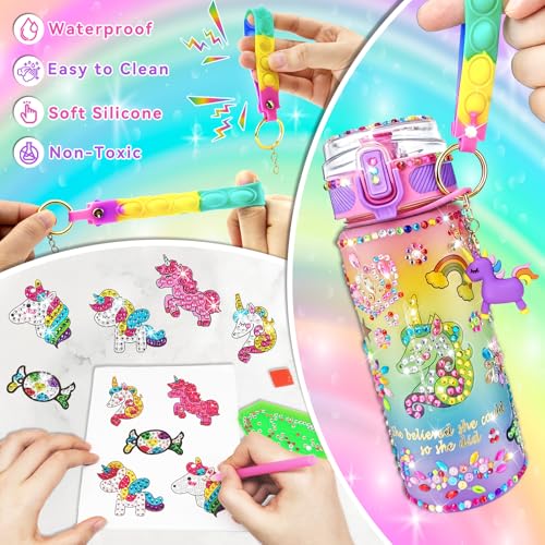 Image of EDSPORTSHOUSE Decorate Your Own Water Bottle Kits for Girls Age 4-6-8-10,Unicorn Painting Crafts,Fun Arts and Crafts Gifts Toys for Girls Birthday Christmas(Unicorn)