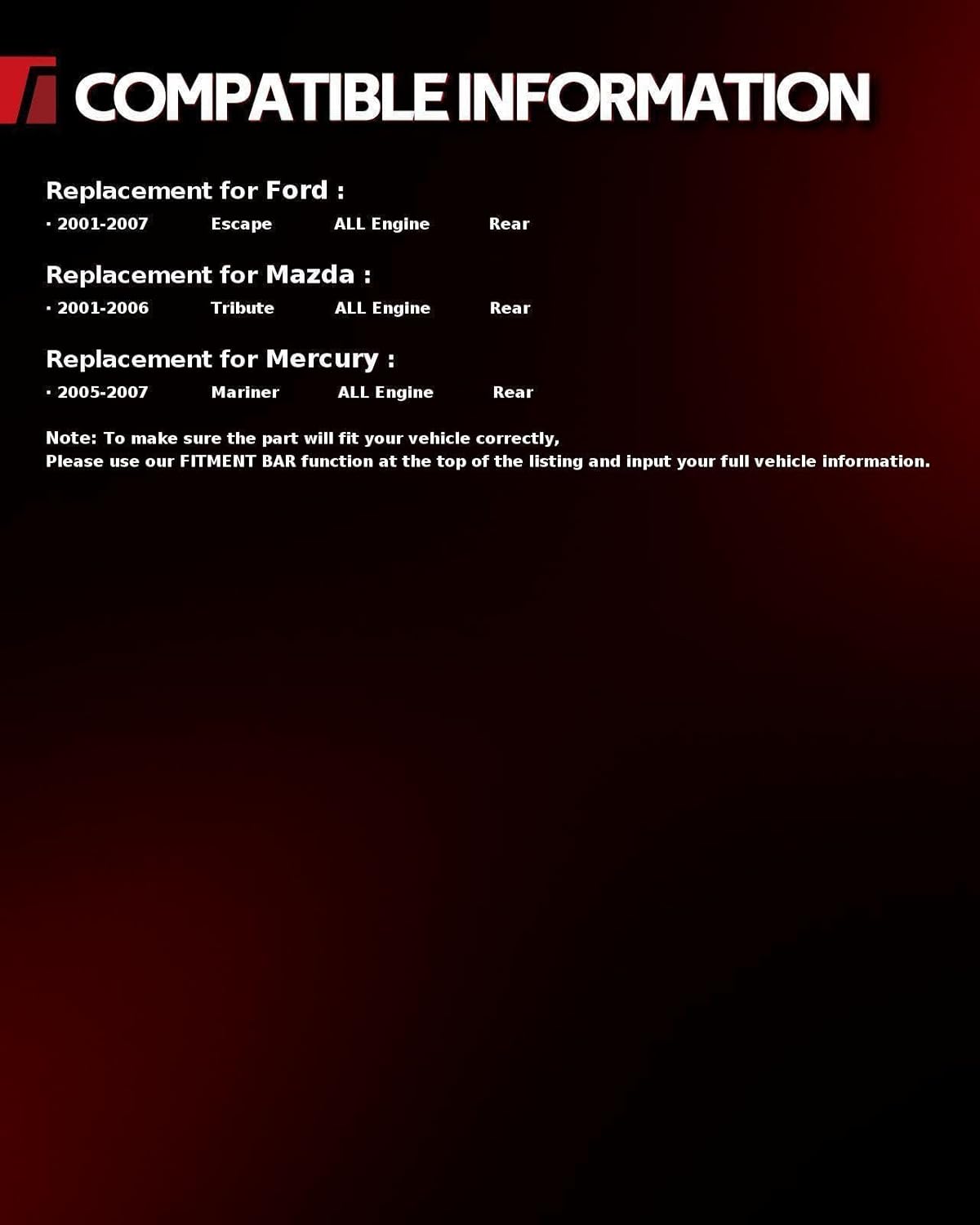 Torchbeam Rear Shock Absorbers Suspension Struts Replacement for Ford Escape 2001-2007, Mazda Tribute 2001-2006, Mercury Mariner 2005-2007 37217 * 2 2 PCS