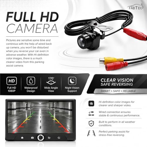 Image of FABTEC Diamond 4K / AHD 1080P Car Reverse Camera for Android Stereo | Backup Camera Runs @ AHD-1080P-25HZ Settings | Rear & Front View 170 Wide Parking Angle, Compatible for Car Android Monitors